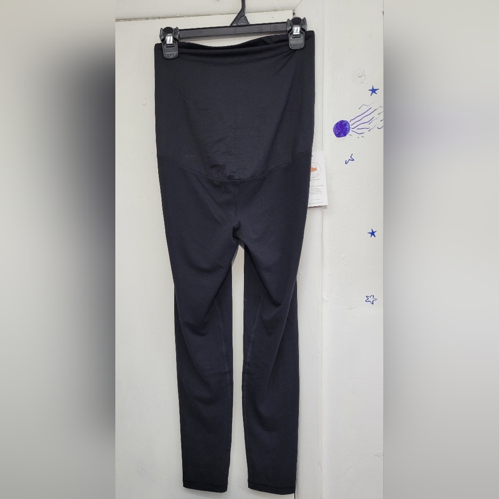 NWT Isabel Maternity Women's Black Actvie Leggings Crossover Panel Size Medium
